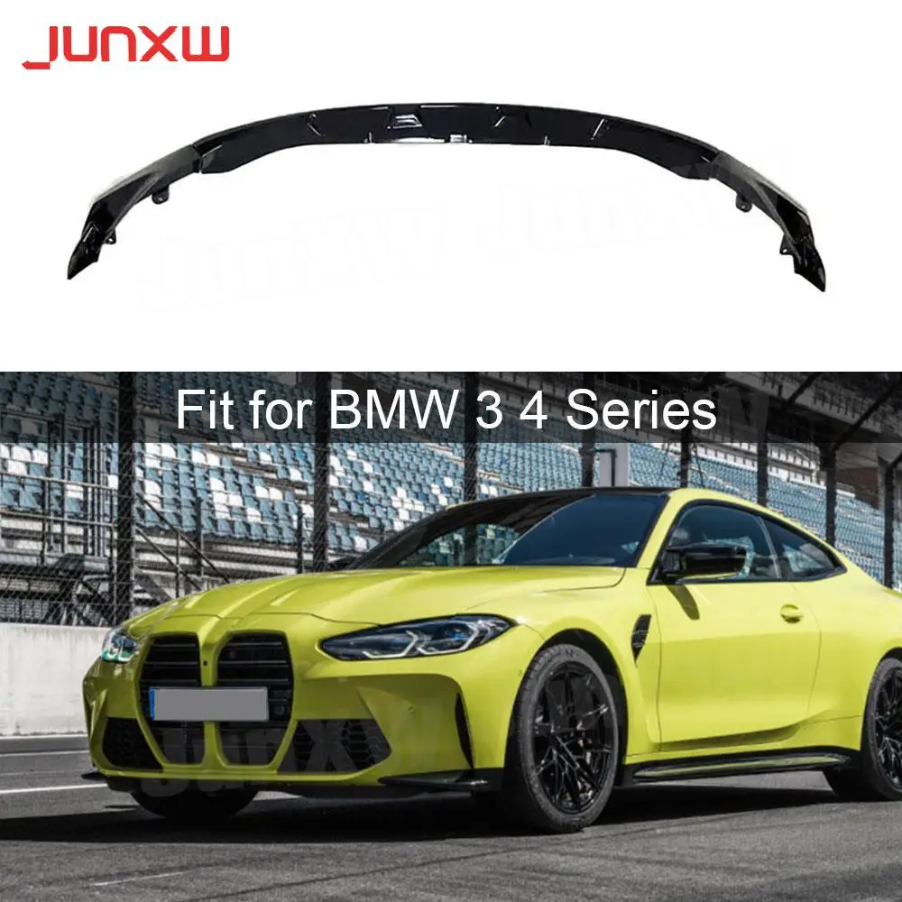 

ABS Carbon Look Front Bumper Lip Chin Spoiler Three-stage for BMW G80 G82 G83 M3 M4 2021 + Gloss Black Car Bumper Lip Bodykit