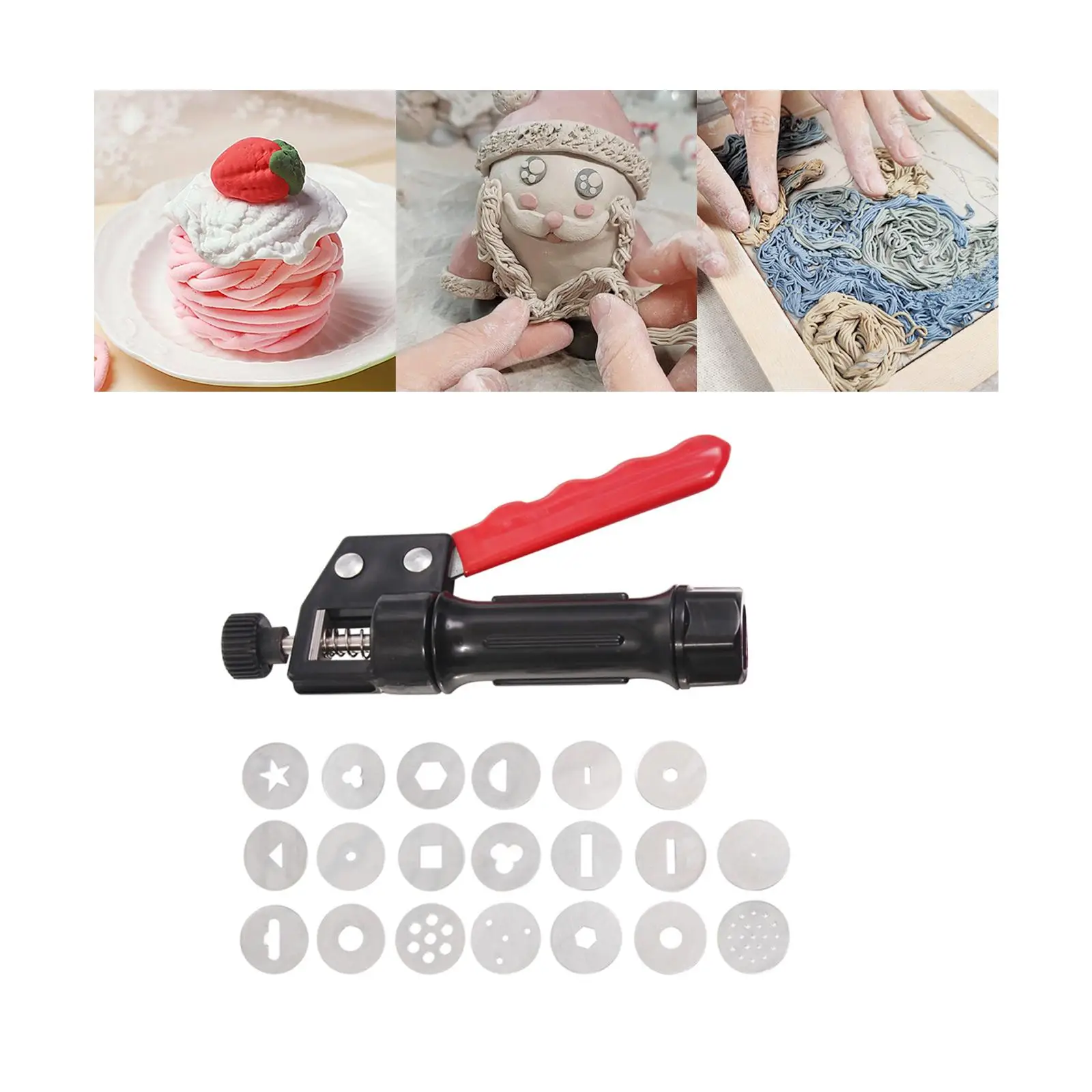 Soft Clay Extruder Crafts Different Discs Decorating Baking Modeling Hand-held for Polymer Clay DIY Clay Pottery Accessories