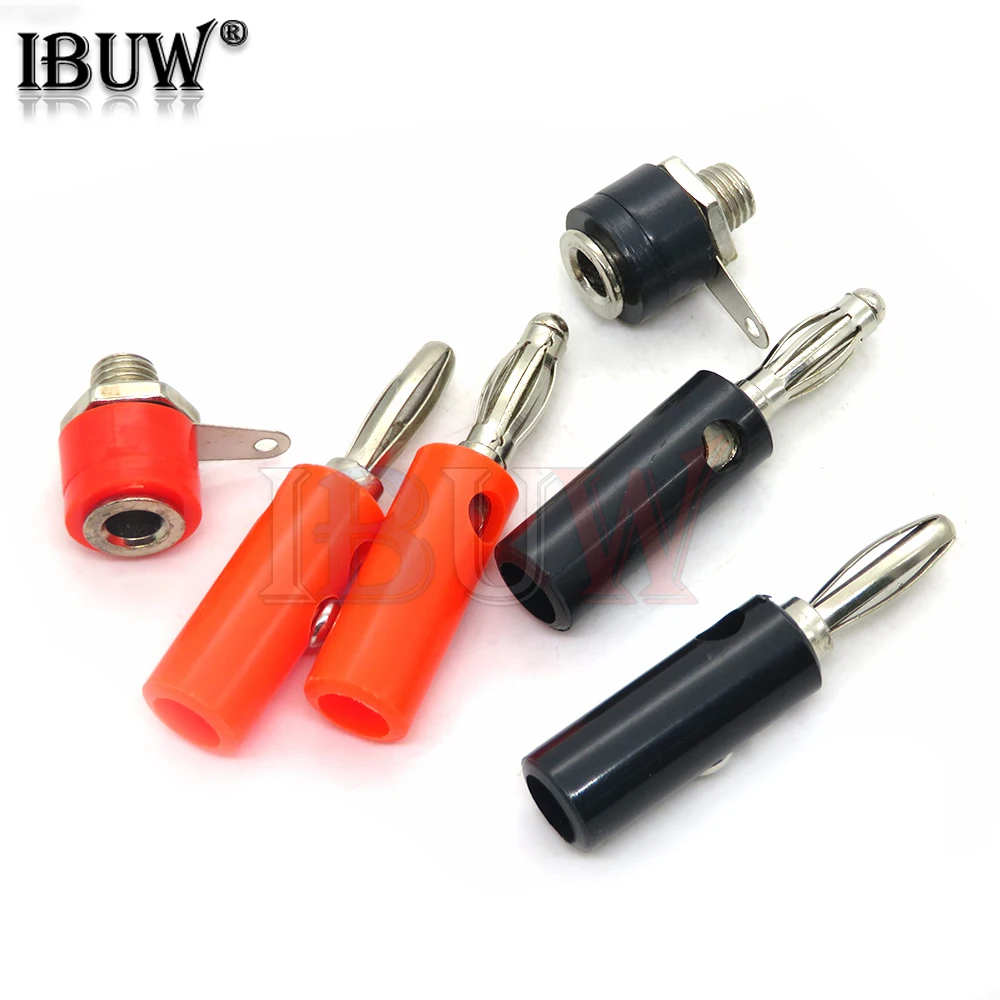 Neue 4mm rot schwarz männlich Bananen stecker Audio Lautsprecher buchse Verstärker Adapter Schraub klemme Binde pfosten buchse