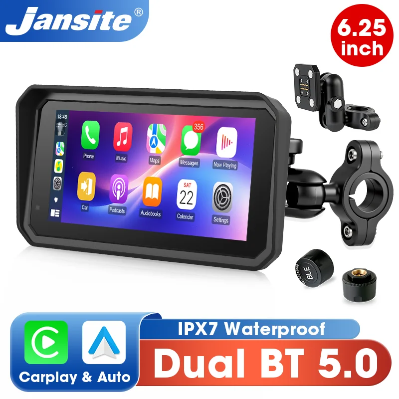 

Jansite Wireless CarPlay Motorcycle Navigation 6.25 inch Digital Moto Dashboard IP67 Waterproof Motorcycles Screen Accessories
