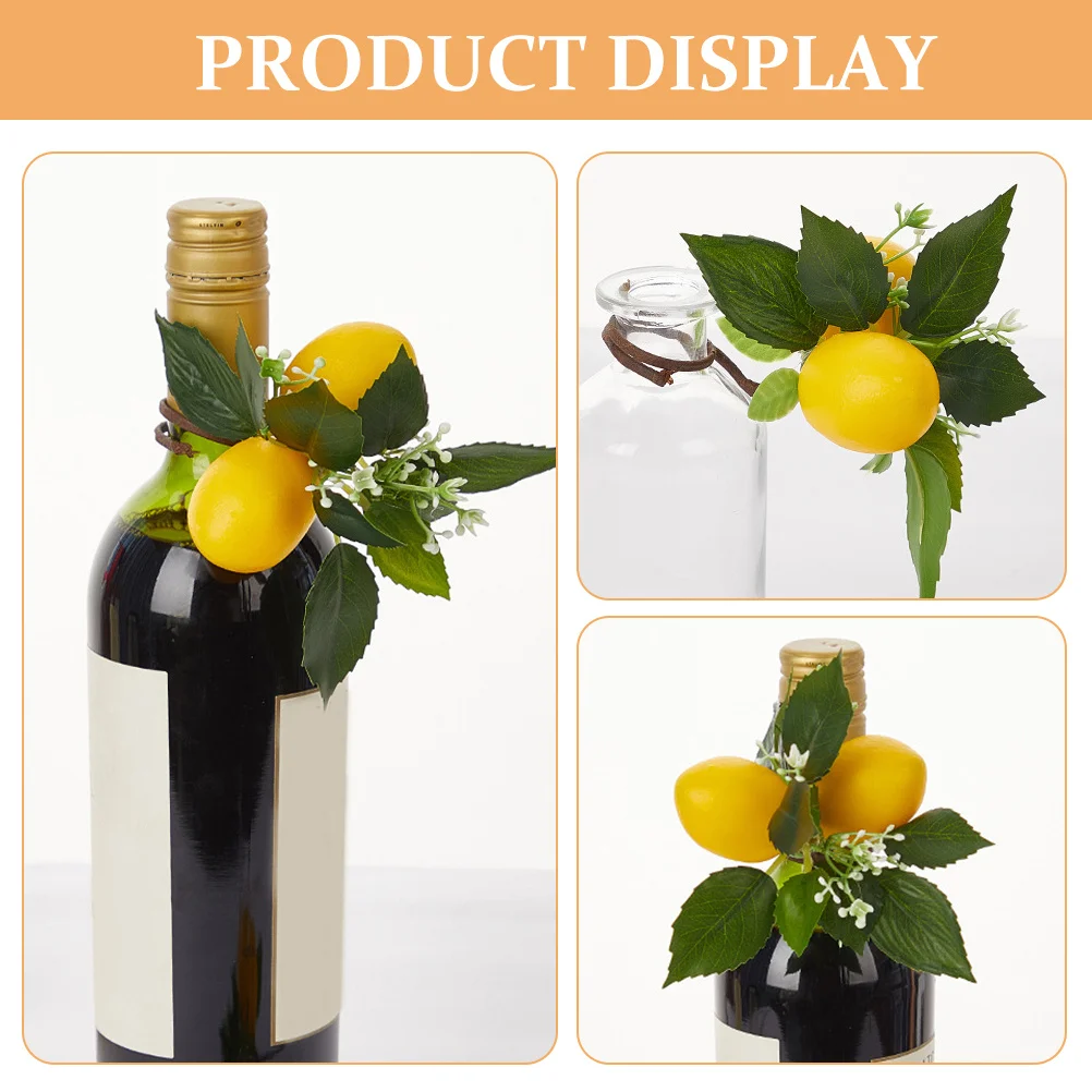 

2pcs Artificial Lemon Branch Fake Fruit Branch For Diy Napkin Rings Holder Table Decor Wedding Party Vase Filling Decorative