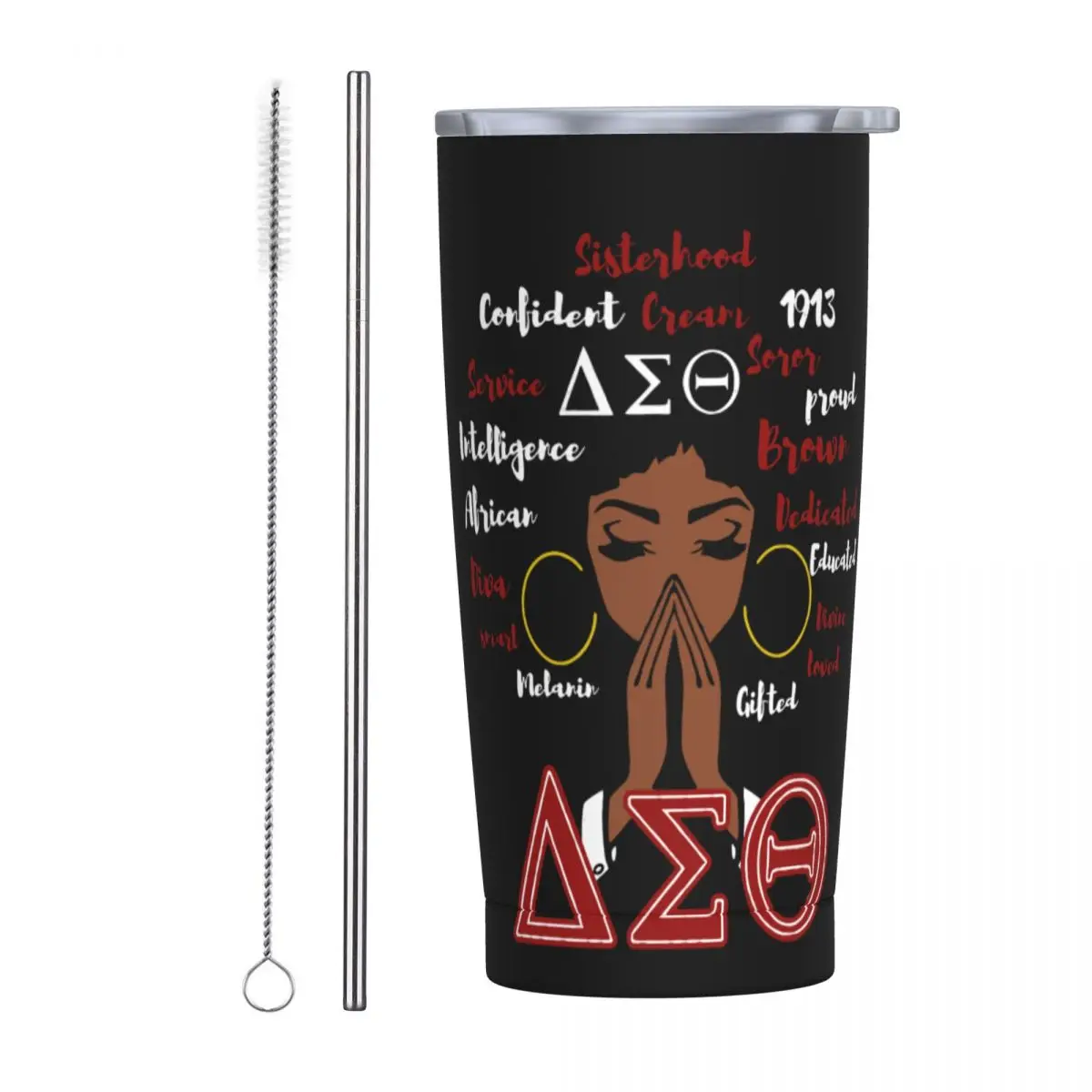 

Изолированный стакан Delta Sorority Sigma Theta DST, стакан 20 унций с крышками и соломинкой, дорожная вакуумная кружка из нержавеющей стали, кофейная чашка