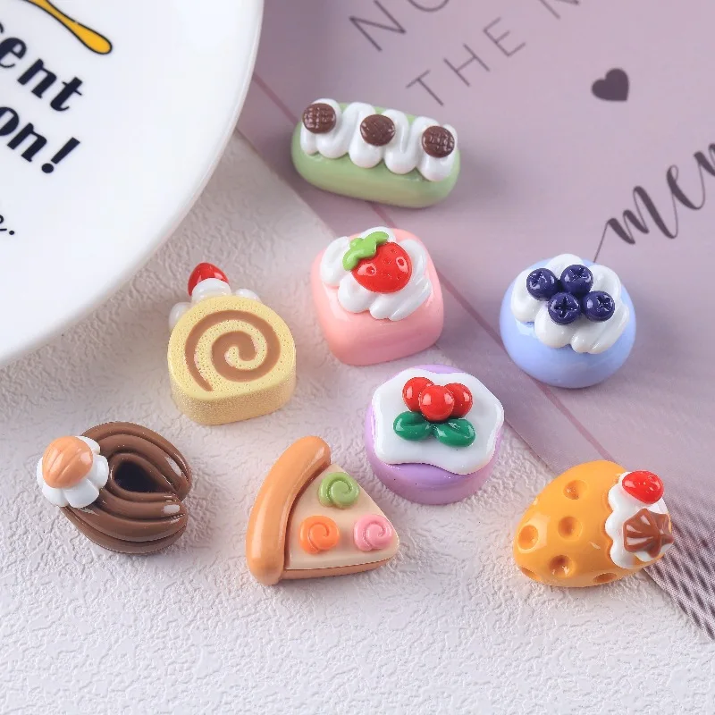 10 Pcs Imitation Cream Cheese Cake Blueberry Dessert Strawberry Cake Chocolate Pizza