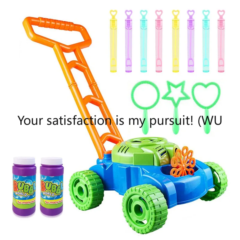 

Hand push bubble machine Electric bubble blowing lawn mower Parent-child outdoor children's tank car toys