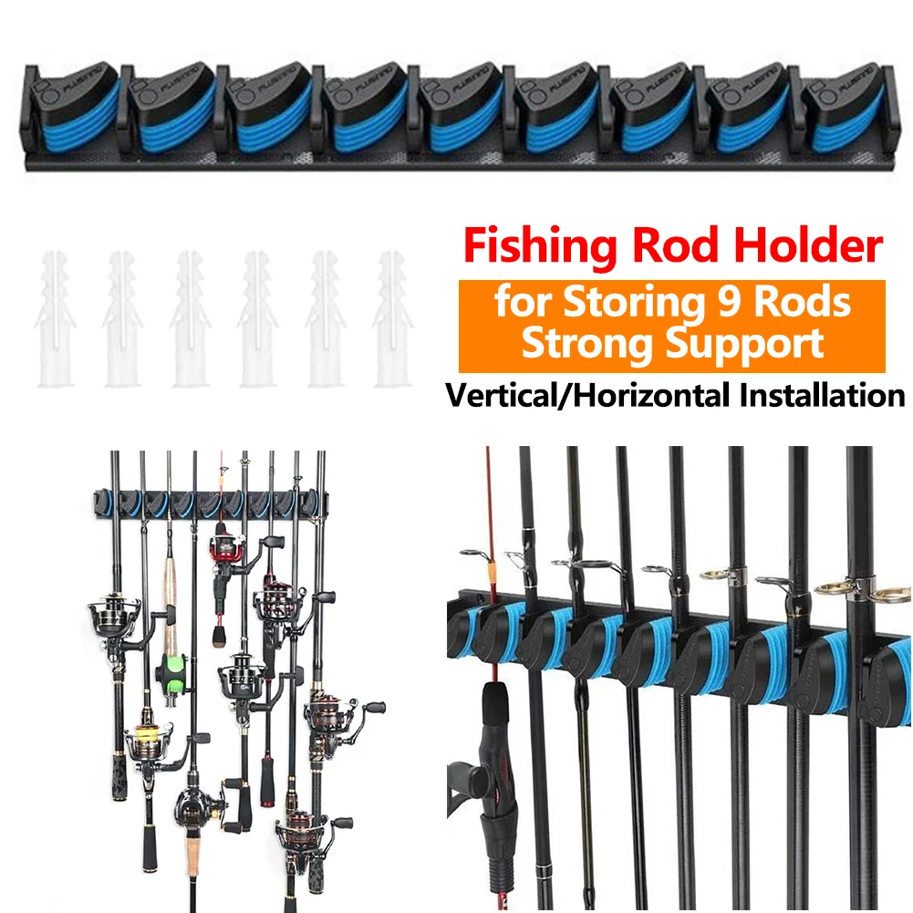 

2-1PCS Fishing Rod Holders 9-Rod Rack Vertical Pole Holder Wall Mount Modular Fishing Pole For Garage Wall Fishing Accessories