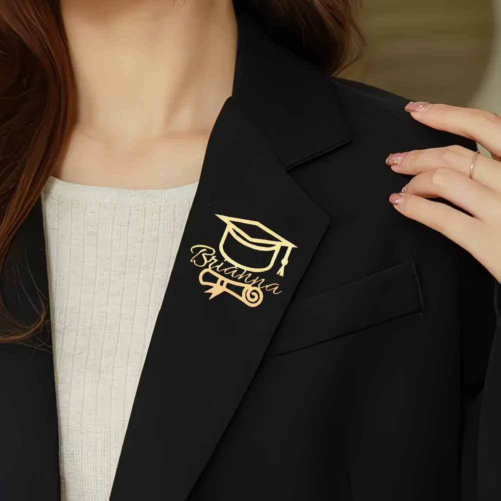 Custom Name Graduation Brooch Personalized Bachelor Cap Pin Stainless Steel Jewelry Graduate Gift For Students 2026 Gentleman
