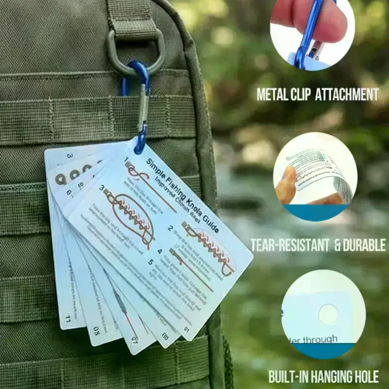 6PCS/1set Fishing Knot Guide Card, Containing 12 Of The Most Practical Fishing Knots, With Storage Buckle, Durable PVC Card