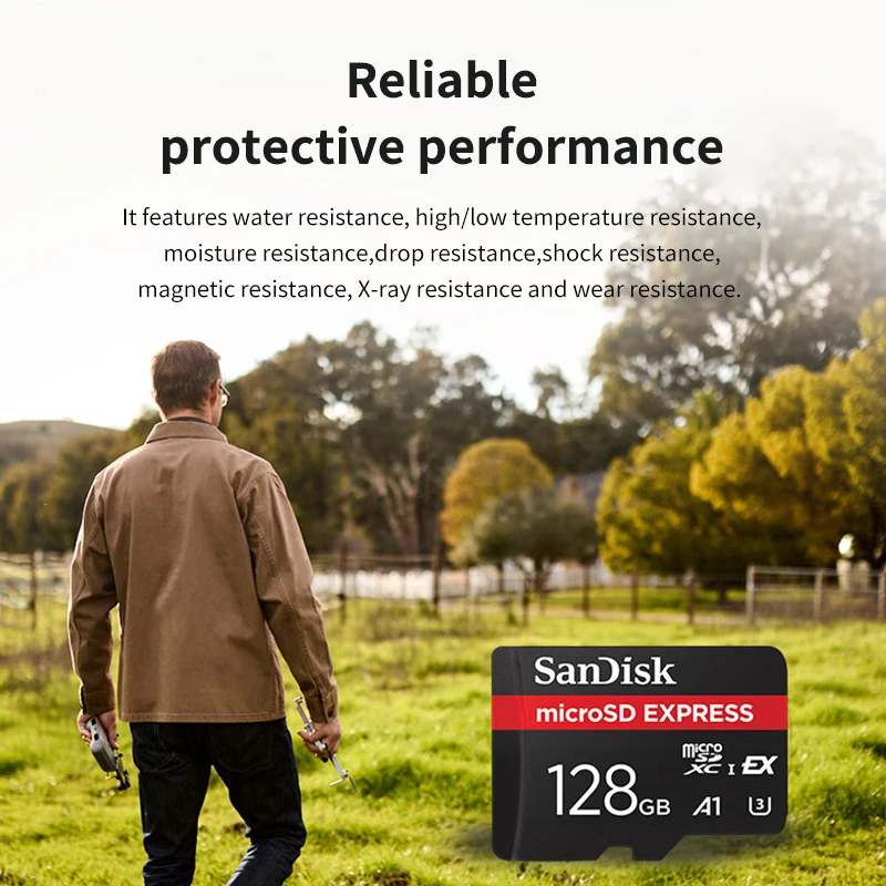 SanDisk microSD Express Card 128GB 256GB A2 5.3K NVMe TF Memory Card for Tablet UAV Switch 2 Max 880Mb/s Micro SD Card for Phone
