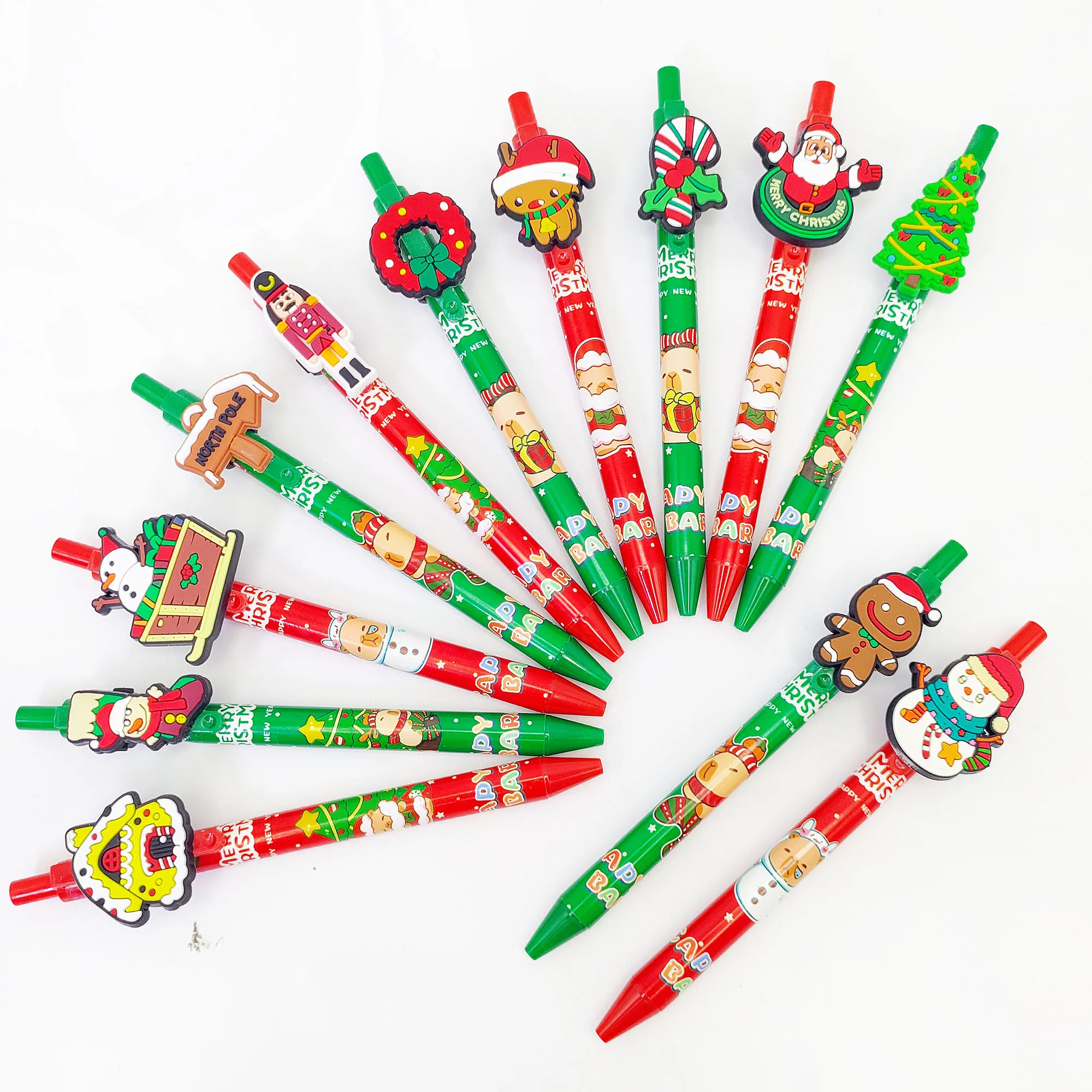 

6pcs/12pcs Creative Christmas Element Theme Ballpoint Pen Office Learning Writing Christmas Gift Pen Holiday Gift.