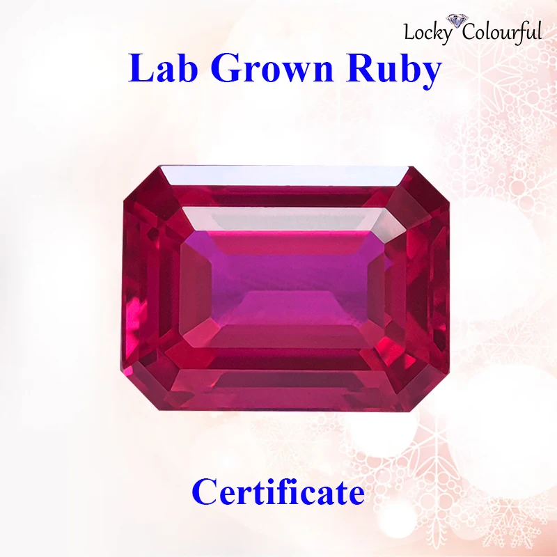 

Lab Grown Ruby Emerald Cut Wholesale Rubellite Color Charms Beads Selectable AGL Certificate for DIY Jewelry Making Necklace