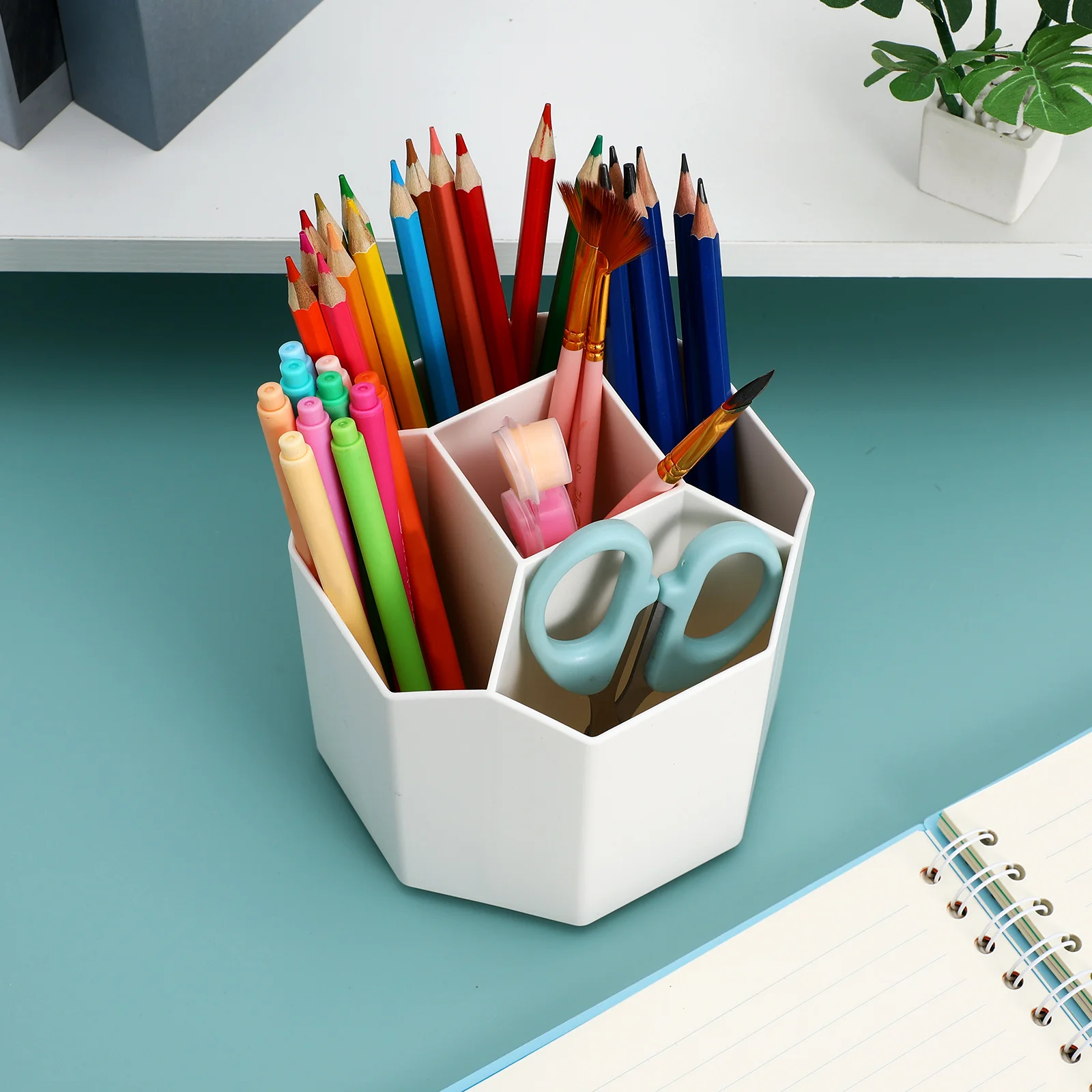 

Spinning Pen Holder Multi Compartment Storage Cylindrical Pencil Cup Organizer For Professionals Students Home Users
