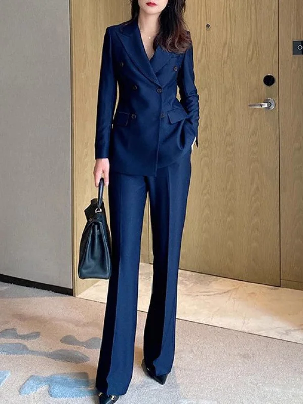 

Женский деловой брючный костюм для работы и повседневной носки: брюки с высокой талией, облегающие, расклешенные, в стиле OL, модные, весна 2026