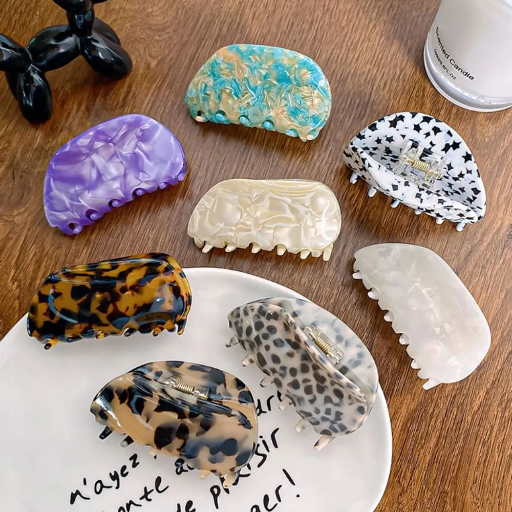 

Leopard Printing Fresh Acetate Hair Claw Colorful Hair Clip Cloud Shape Shark Clip Geometry Headwear Tortoiseshell Hair Claw