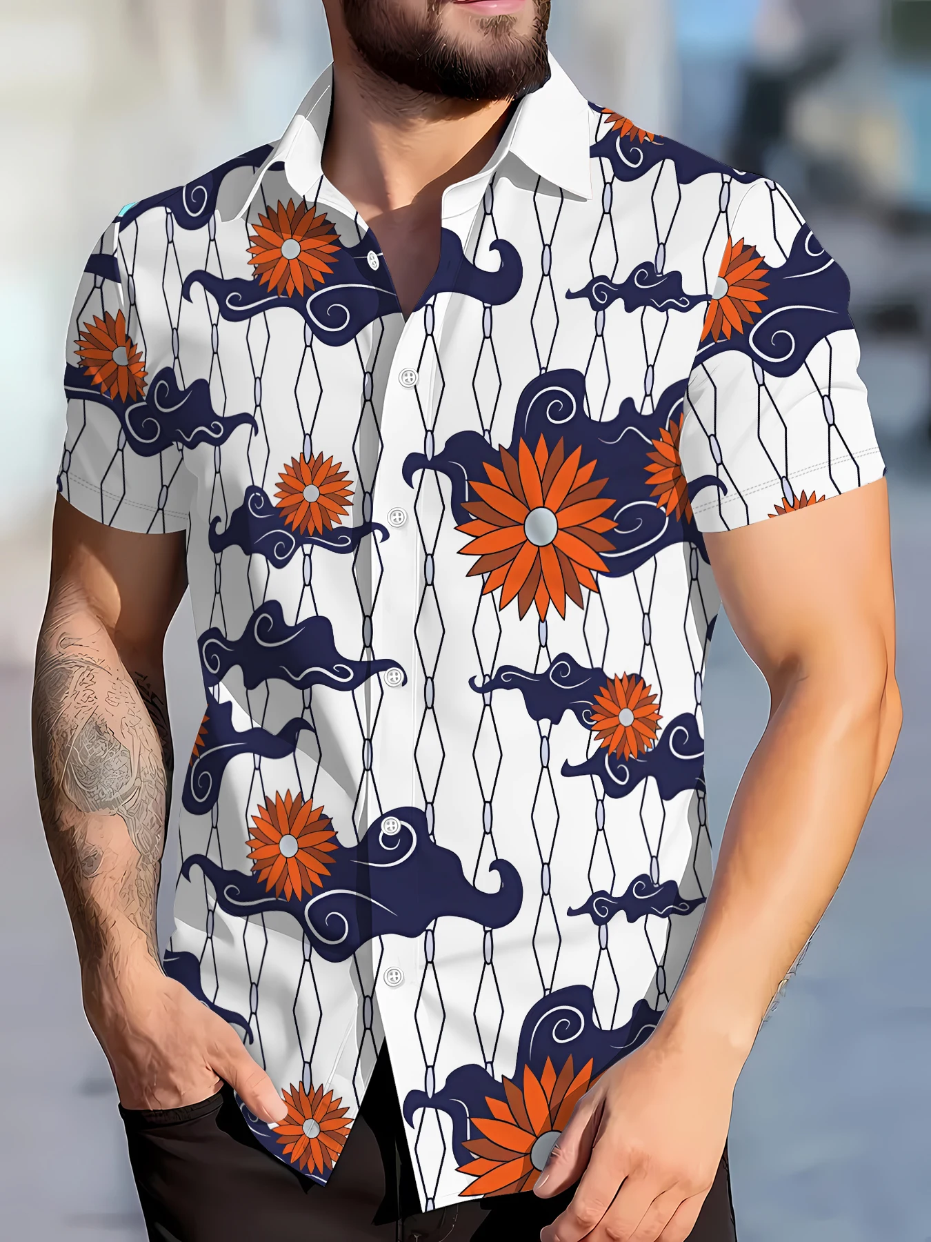 

2026 Summer Men's Shirt - 3D Printed Design Breathable and Sweat-Wicking Casual and Fashionable Streetwear for Men