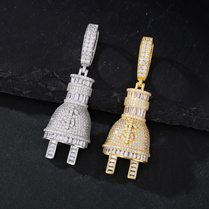 TUHE New Plug 925 Silver Pendant Moissanite Classic Hip Hop Pendant Punk Hiphop/Rock For Men Hip Hop Jewelry Party gifts