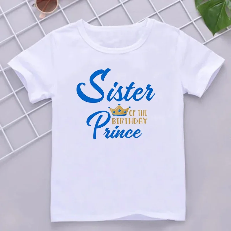 1st Birthday Prince Family Matching Clothes T Shirts Boys Birthday Party Dad Mom Sis Bro and Me Family Look Outfit T-shirt Tops