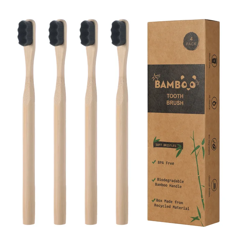 New Bamboo Toothbrush for Adult,Biodegradable Toothbrush Extra Soft Bristles,10000 Soft Natural Bristle Toothbrush Oral Hygiene