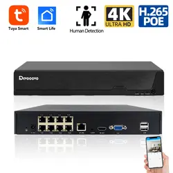 Tuya 4K 8CH POE NVR Security System Human Detection CCTV Network Video Recorder 8MP 8 Channle Surveillance Recorder Smart Life