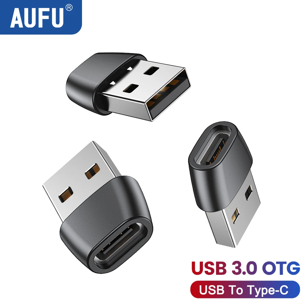 AUFU USB To Type C Adapter OTG Type C Male To USB Female Converter For Laptop Macbook Xiaomi Samsung USBC Adaptador Tipo C A Usb