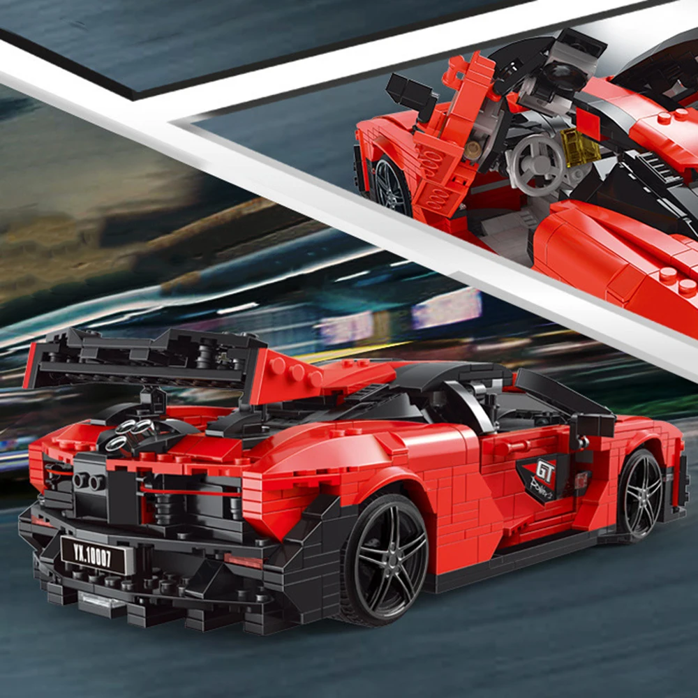 クリエイティブレーシングスポーツカービルディングブロック組み立てモデル教育パズルおもちゃ男の子子供デスクトップディスプレイギフト