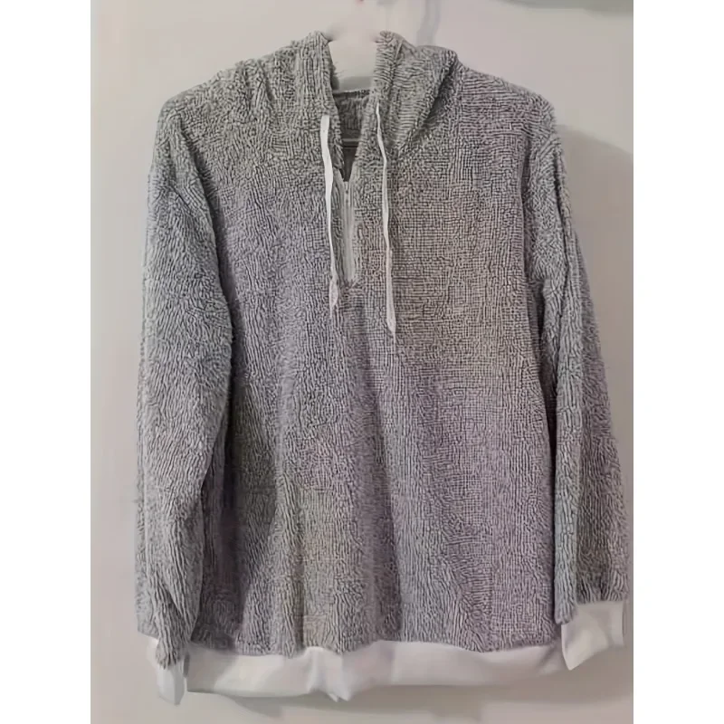 حجم كبير 1XL-5XL المرأة هوديس كم طويل البلوز أفخم الياقة المدورة سستة الرقبة جيوب البلوز المرأة الأعلى