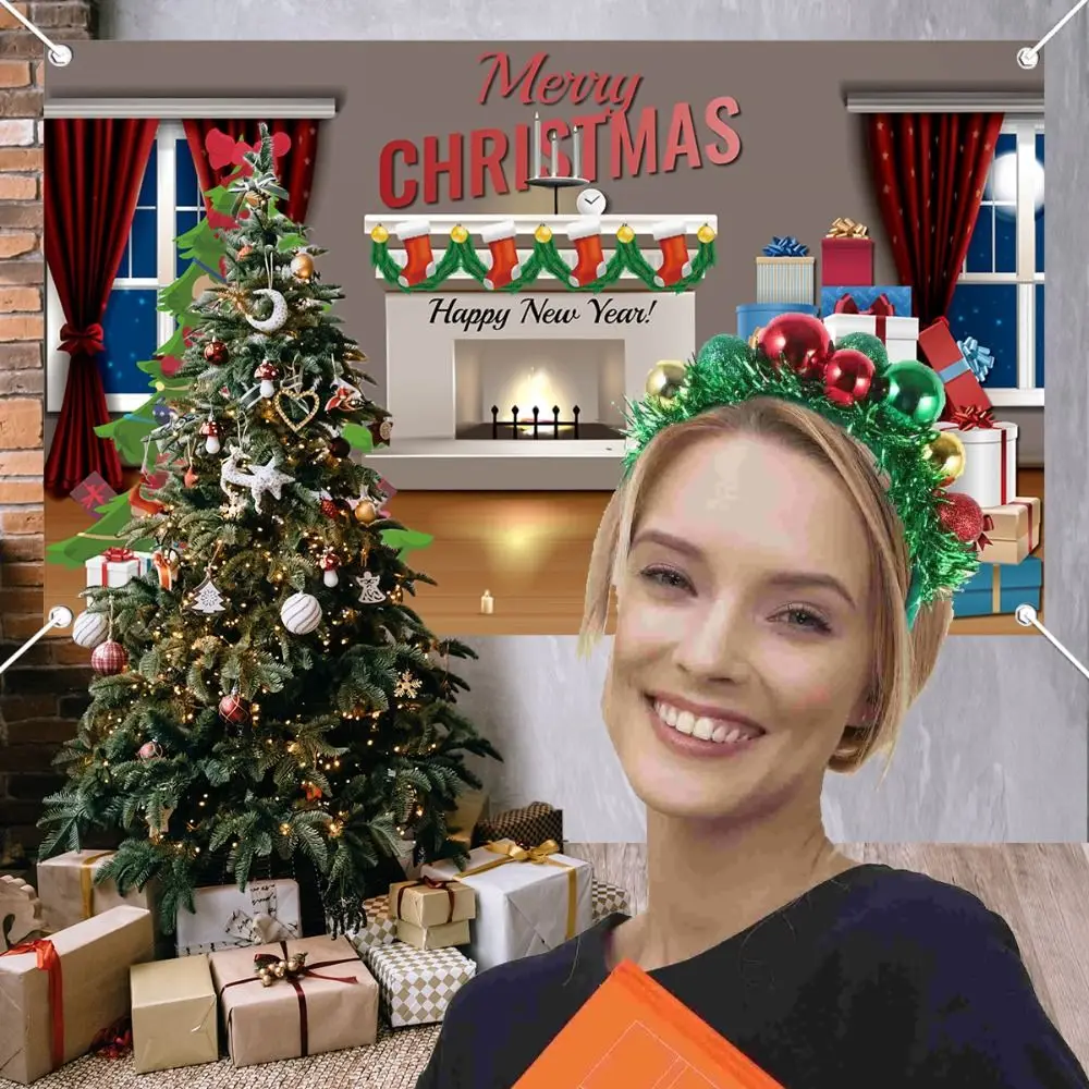 كرات ملونة عيد الميلاد عقال الأداء الشريط الأخضر زينة عيد الميلاد تأثيري شخصية عطلة إكسسوارات الشعر