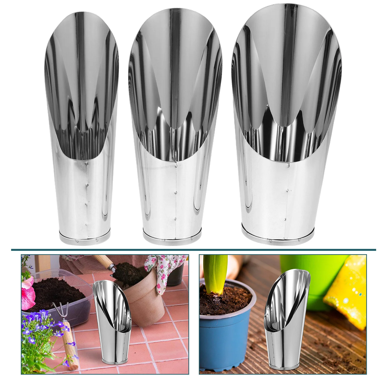 

3 шт., лопаты из нержавеющей стали, чашки для почвы для садоводства, инструменты для бонсай, посадка, копание, пересадка, сочный набор, антикоррозийный дизайн