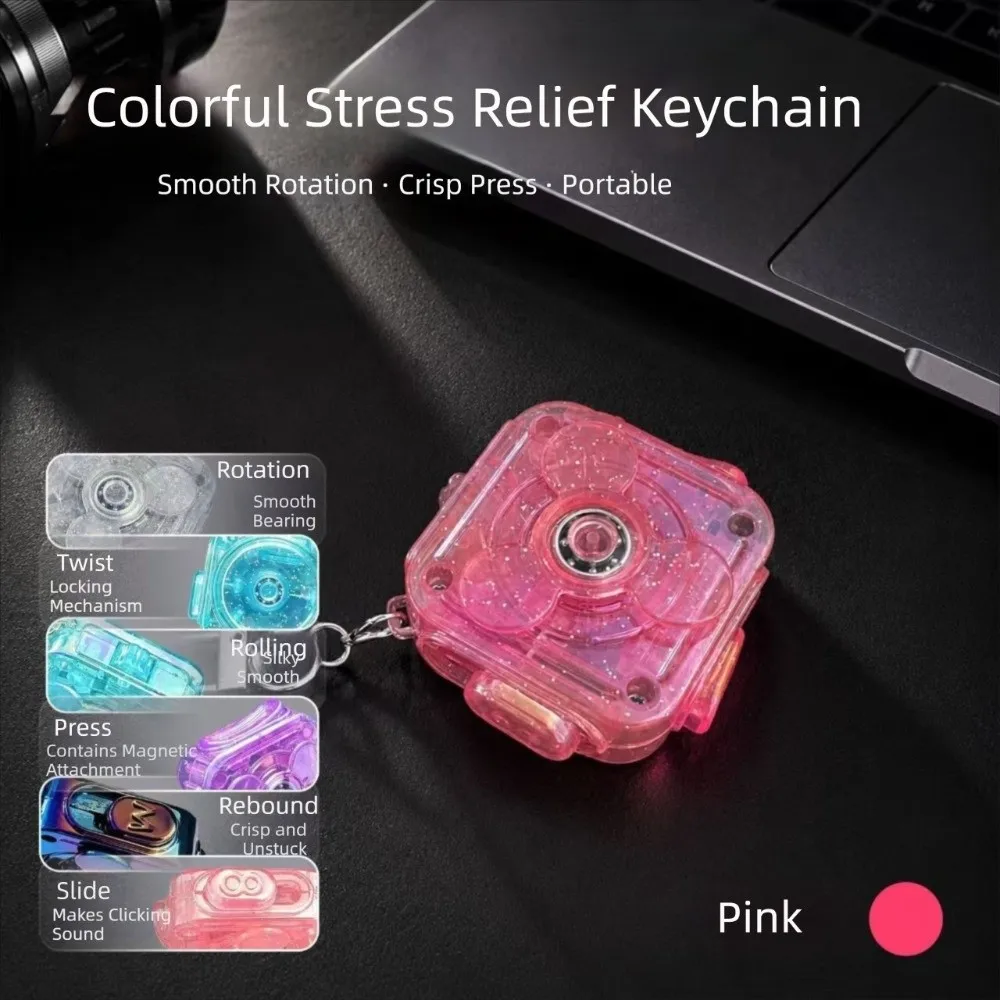 Fun Multi-Play Fidget Spinner Keychain Crisp Pressing Smooth Rotation Portable Creative Keychain LED Glowing High-Appearance