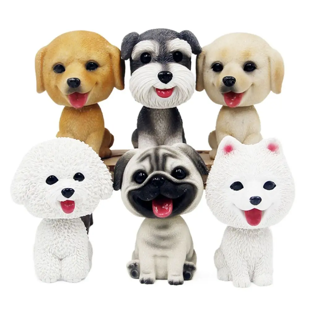 Bobblehead Shaking Head Dog Car Ornament Simulation Dog Nodding Puppy Decor Cute Lovely Resin Swing Car Ornaments Car Dashboard