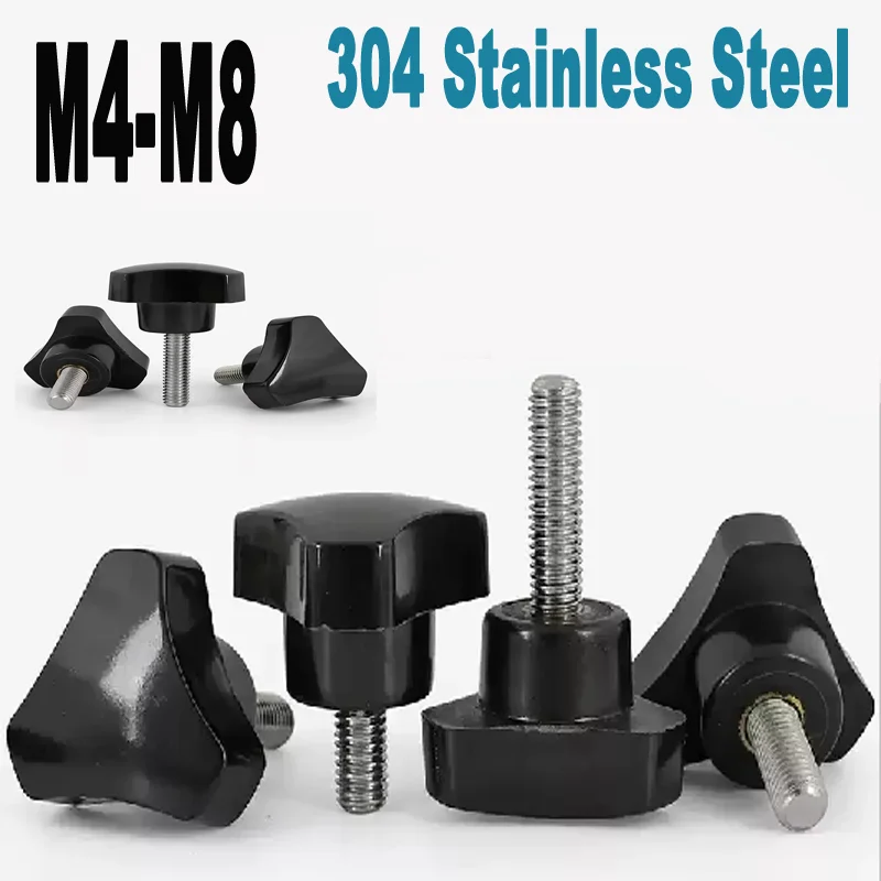 

M4-M8 A2 SUS304 Hand Tighten Bolts | Dome Head Triangular Rubber Grip | Non-slip Thumb Screw Knob for Industrial Equipment & DIY