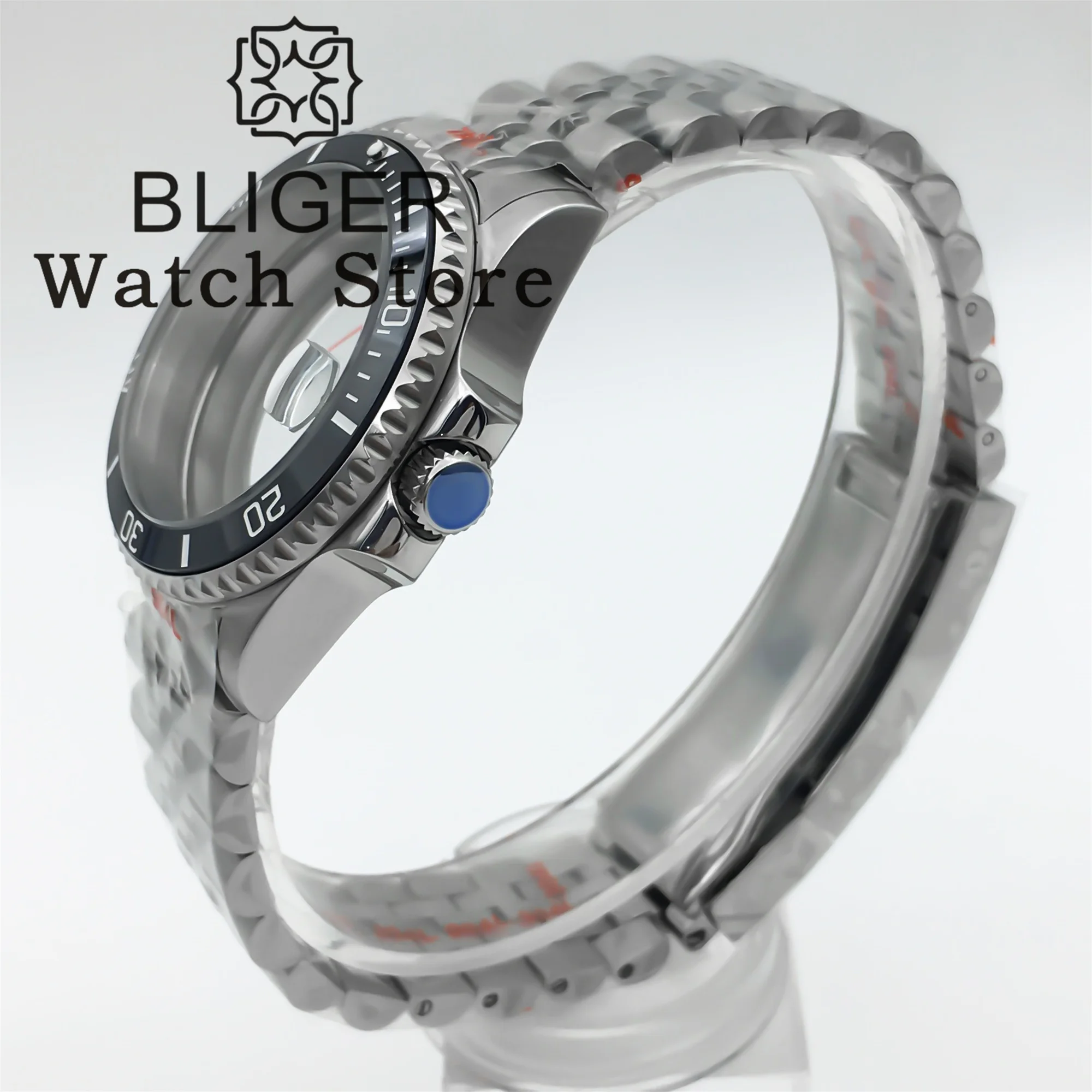 BLIGER 36mm 38mm 다이빙 케이스 NH34 NH35 NH36 GMT ETA 2824 PT5000 시계 케이스 스테인레스 팔찌 사파이어 유리 슬라이드 버클