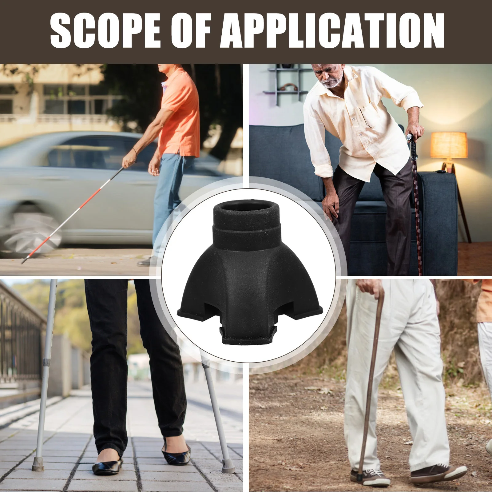 

2Pcs Cane Tips Replacement Non-Slip Rubber Tips for Walking Cane Tripod Base for Hiking Trekking Pole Stability