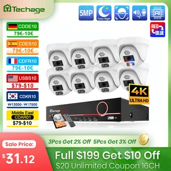 Techage H.265 8CH 5MP 8MP 4K POE piaбма Nang ygudiaativosativos Diego Diego Diego Diego Mladк в Diegoшаeniu