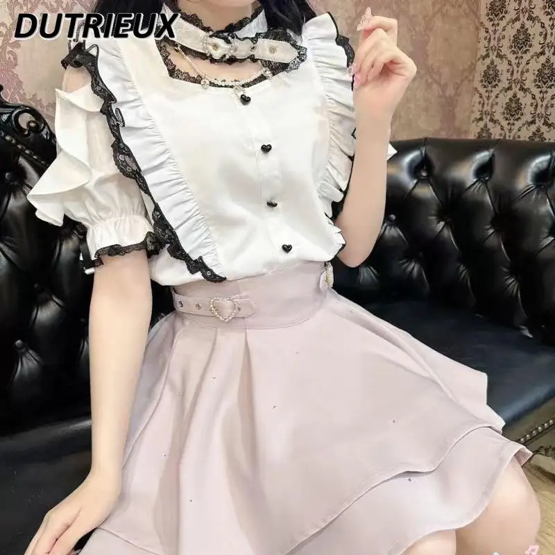 Japanese Rojita New Rhinestone Belt Double-layer Short Skirt Mine Series Versatile Sweet Solid Color High Waist A-line Skirts