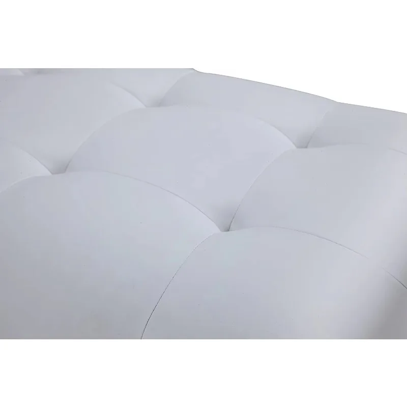 Iconic Home PU Leather Modern Contemporary Tufted Seat Gold Metal Legs Stool White