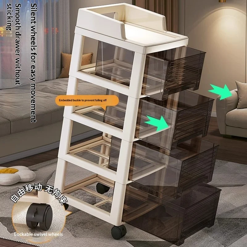 Mobile Rolling Drawer Storage Cabinet Living Room Dresser Organizer Multi Tier Snack Storage Locker Home Furniture Cabinet image 3