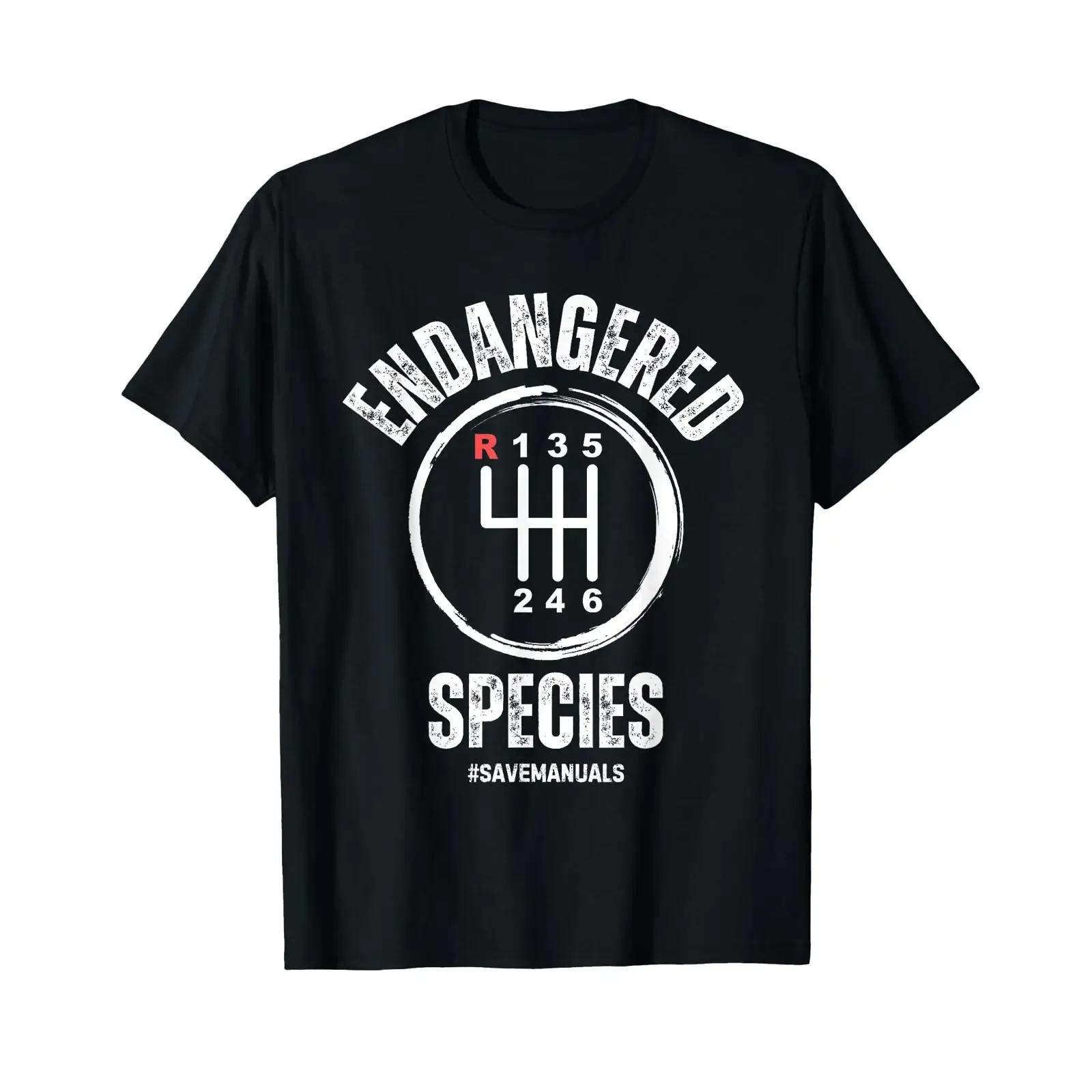 Gefährdete Tierarten Schaltgetriebe 6-Gang-Schaltknauf Lustiges T-Shirt Vintage-Waschung Oberteil für den Alltag Stylisch Dehnbar Weich