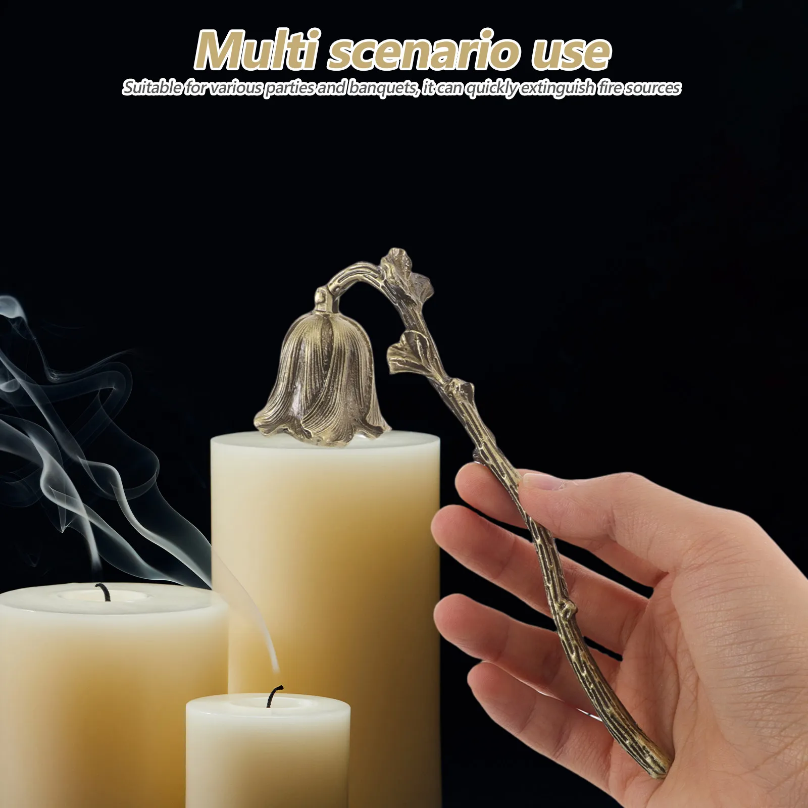 Retro Metal Flame Snuffer Floral Design Long Handle Wick Snuffer Decorative Extinguisher Tool for Romantic Events