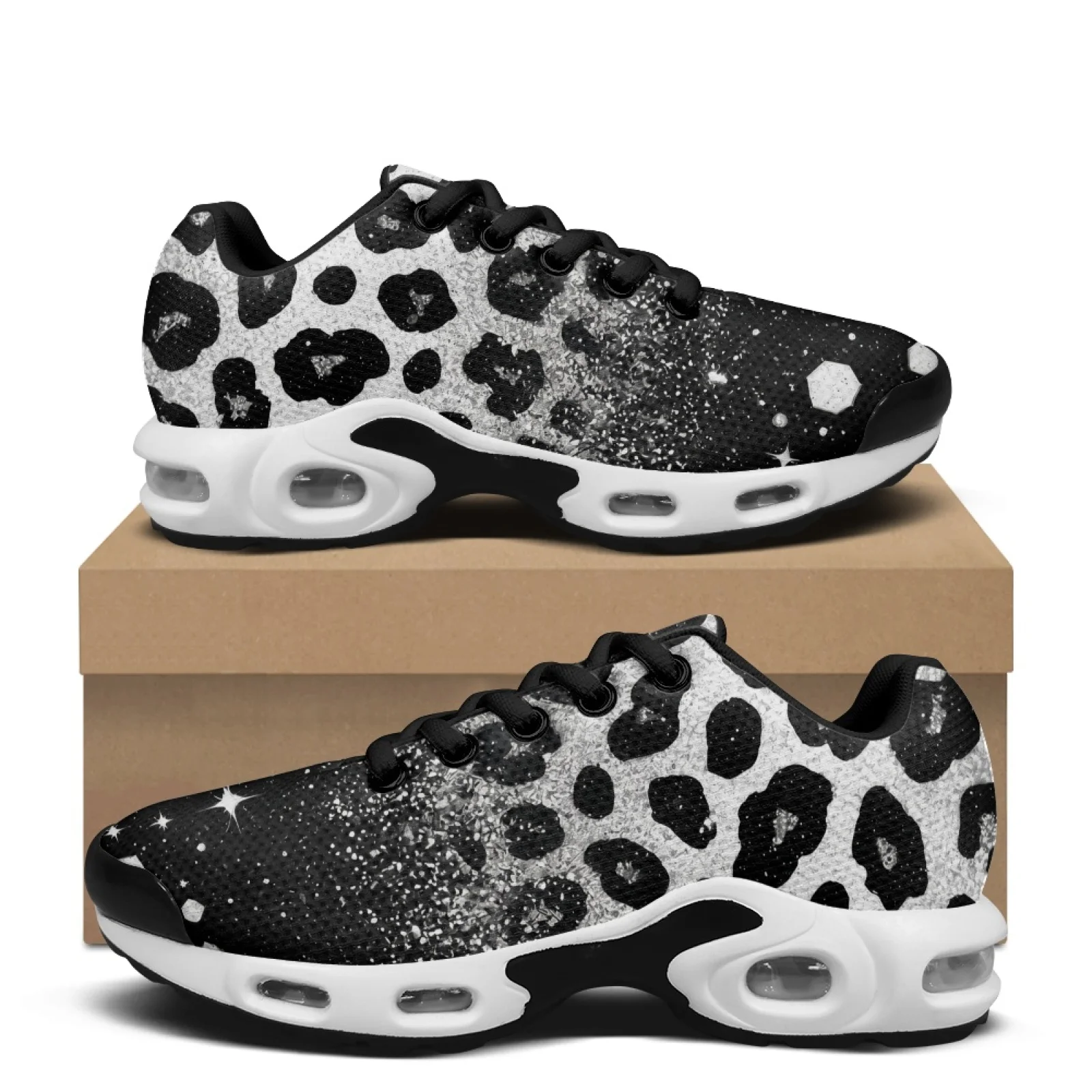 PENSTROLL Leopard Glitter Comfort Comfort Sneaker Men's Running Shoes for Walking Lace Up Athletic Fashion Shoes