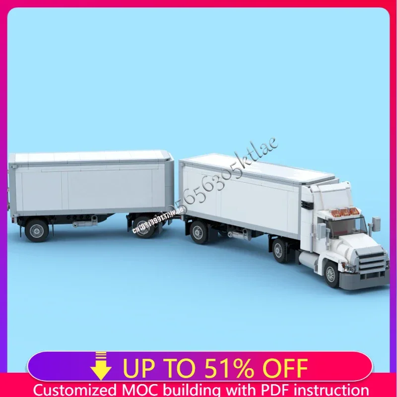 765PCS MOC City Engineering 4x2 FedEx Freightliner Truck Model Technology Creative Ideas Child Toy Assembly Puzzle Birthday Gift