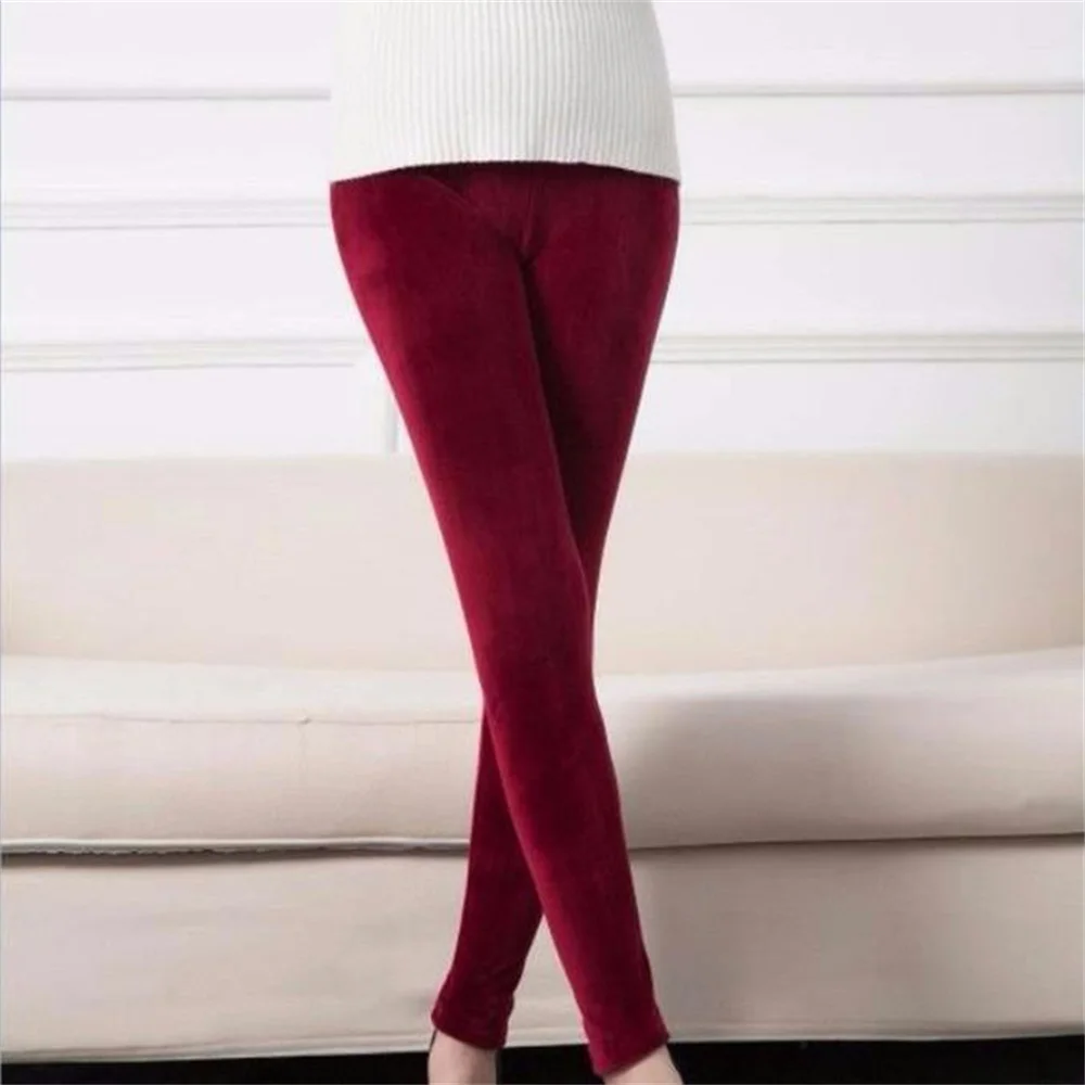 Korean Warm Pants Knit Autumn Winter Fashion Plus Thick Velvet Warm Double Sided Cashmere Leggings High Waist Thermal Leggings