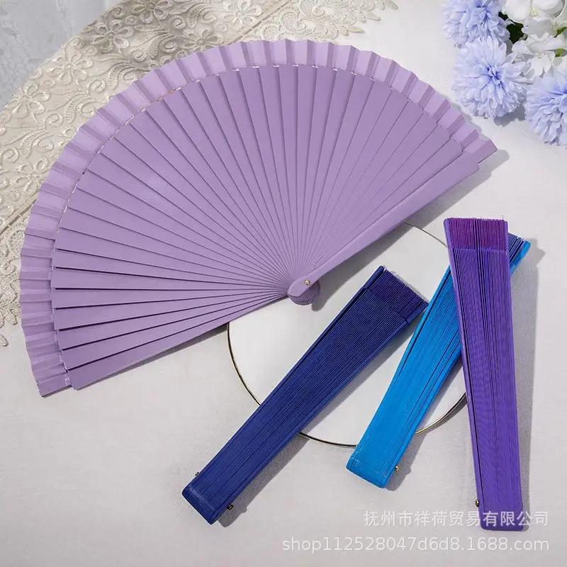 1PC Plain Wood Folding Hand Held Fans Solid Color Spanish Dance Performance Wooden Wedding Hand-Painted Ornament Gift