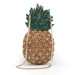 Fashion Pineapple Evening Clutch Bags Purse Golden Rhinestone Designer Luxury Women Party Clutches Shoulder Bag Wedding Handbags