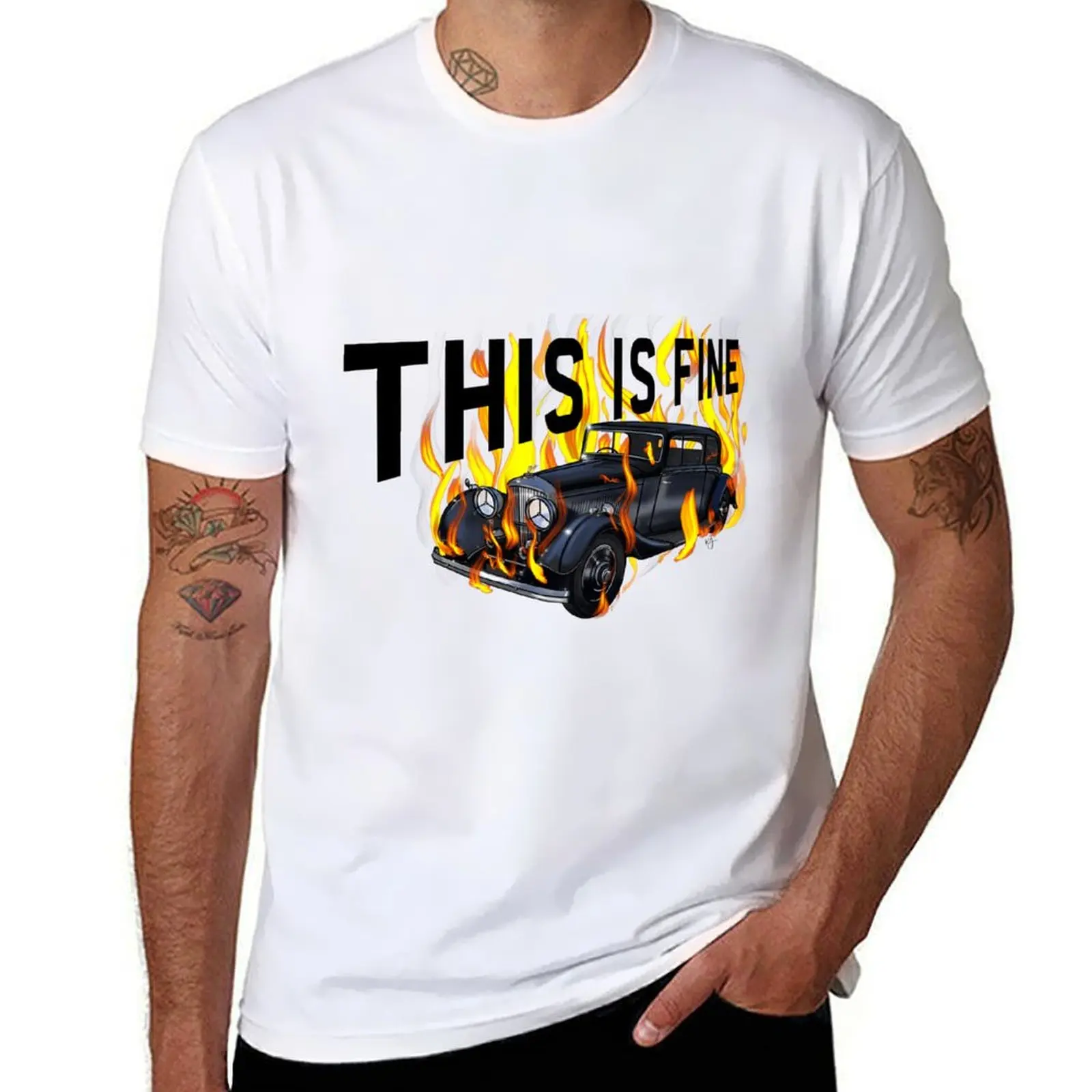 

flaming demonic B3ntl3y classic motor car everything is just fine T-Shirt man graphic t shirt man t shirt luxury T-Shirt