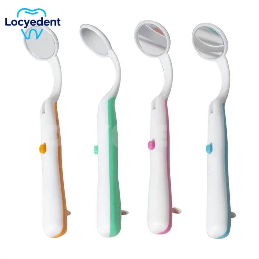 2Pcs Dental Spiegel Led Licht Überprüfen Instrument Überprüfung Spiegel Zahnarzt Oral Super Helle Anti-fog-Mund Spiegel Zahn mode