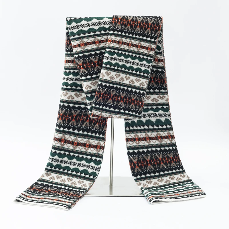 

Ture 100% Sheep Wool Scarves Winter Keep Warm Long Tassel Shawl Male and Female Patchwork Stripes Cashmere Wool Soft Knit Scarf