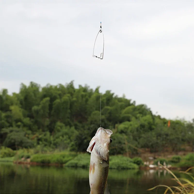 أداة تقسيم خيط الصيد مع خطافات مزدوجة مقاومة للصدأ، ملحق صيد للصيد الخارجي - 4