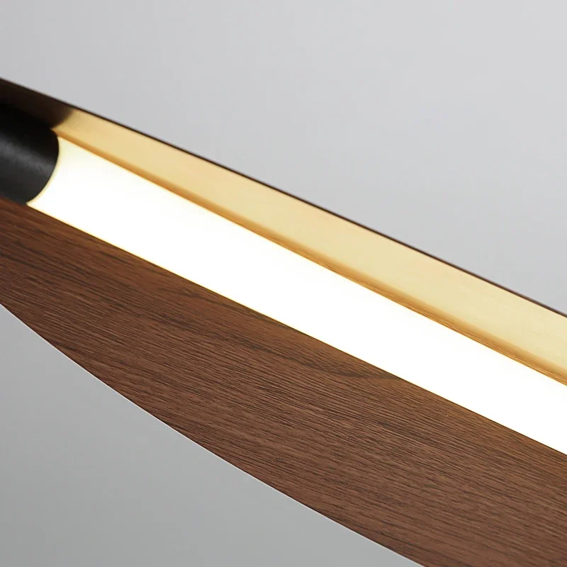 

Long Strip Chandelier Dining Tea Bar Room Table Light Creative Minimalist Home Decor Wabi Sabi Retro Leaf Design Pendant Light