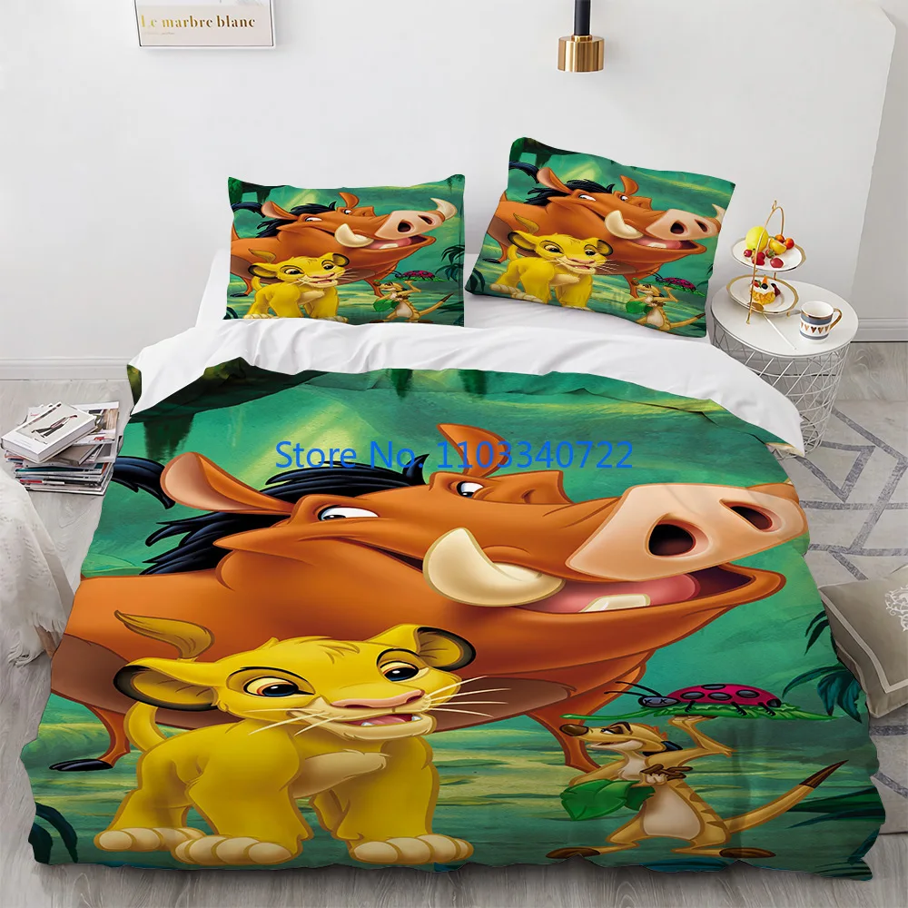 Anime Cute The Lion King Simba Kids Duvet Cover Set 3D Print Comforter Cover Bedclothes for Boy Girl Bedding Sets Bedroom Decor