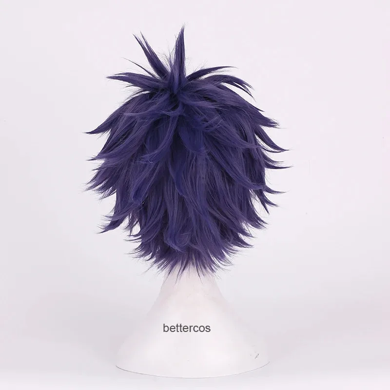 NewHitoshi Shinso Cosplay Wigs Short Dark Purple Heat Resistant Synthetic Hair + Wig Cap2025